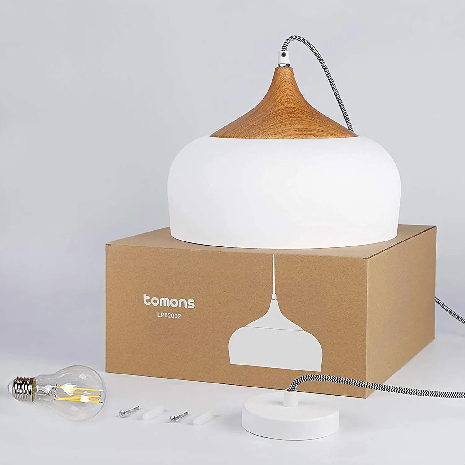 Modern Lantern Pendant Light with LED Bulb