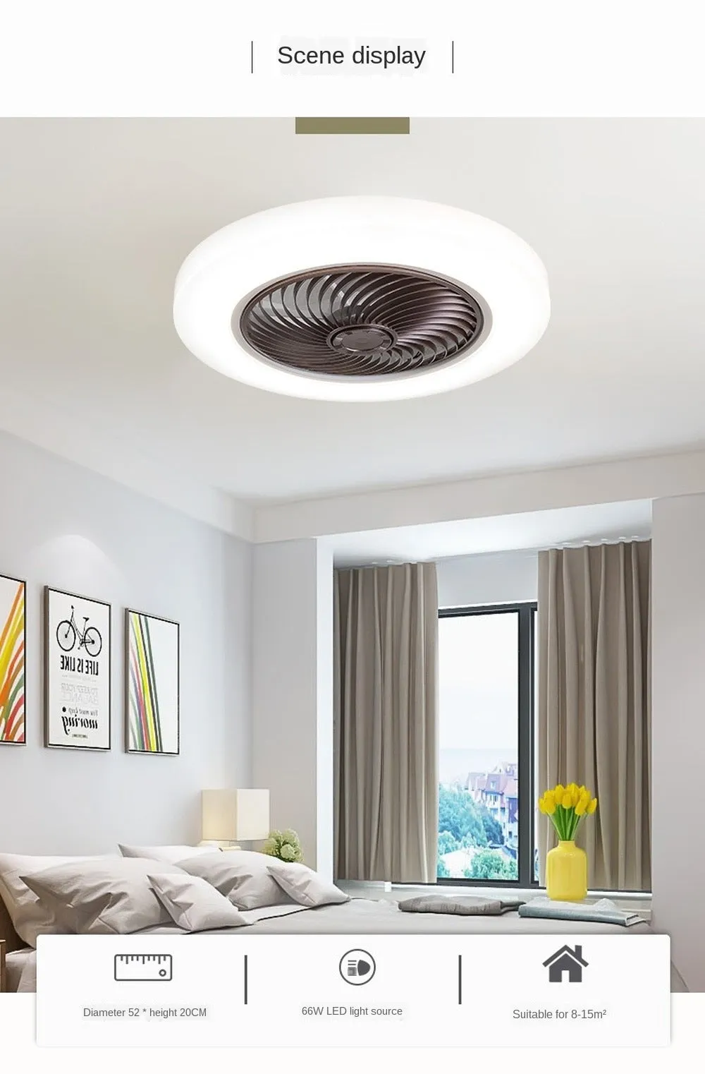 Modern Lux Flush Mounted Silent Retractable Fan Light