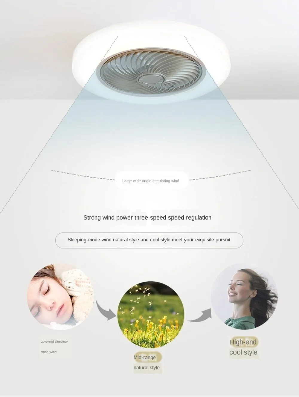 Modern Lux Flush Mounted Silent Retractable Fan Light