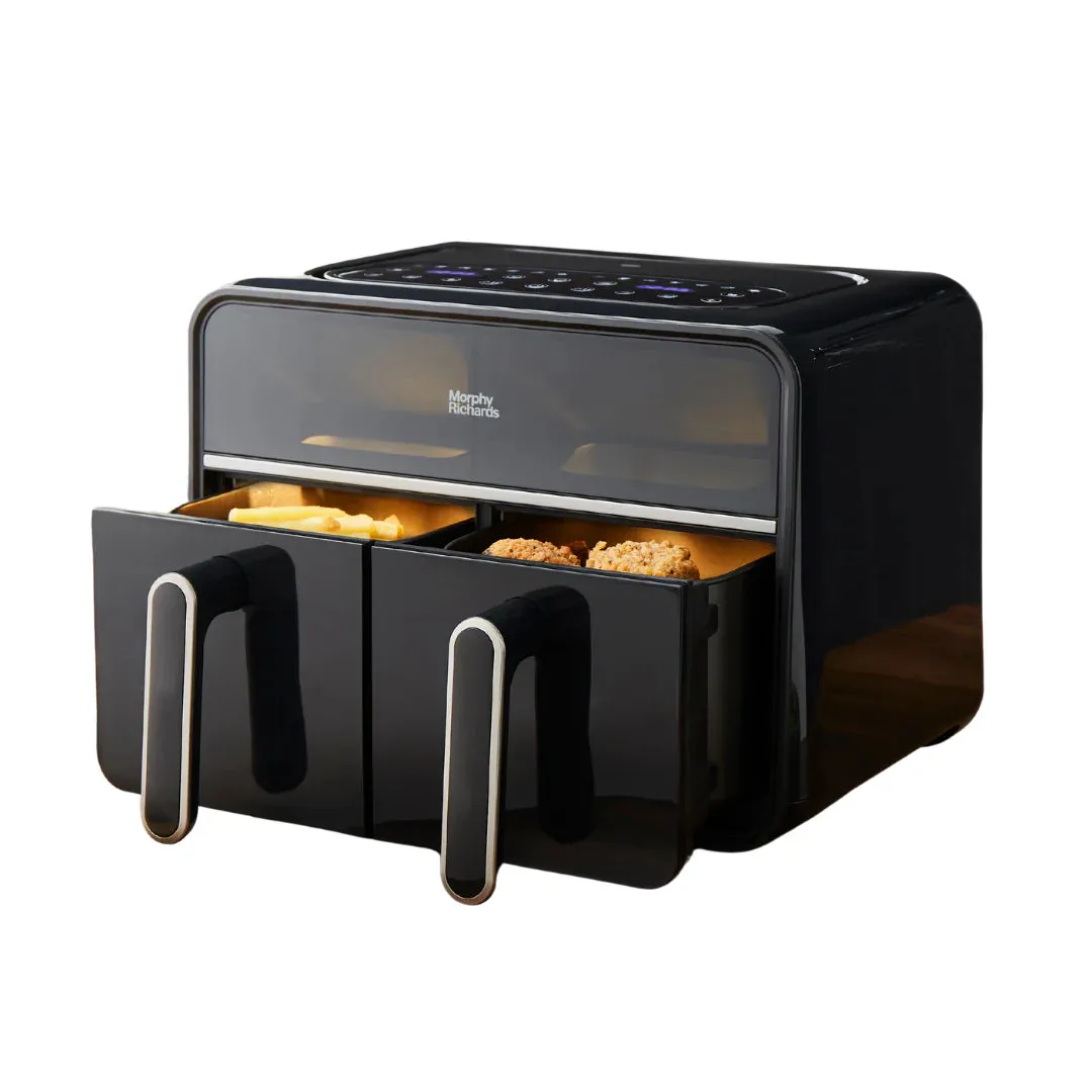 Motive Brushed Steel Kettle, Toaster & Digital Dual Basket 7.2 Litre Air fryer Bundle