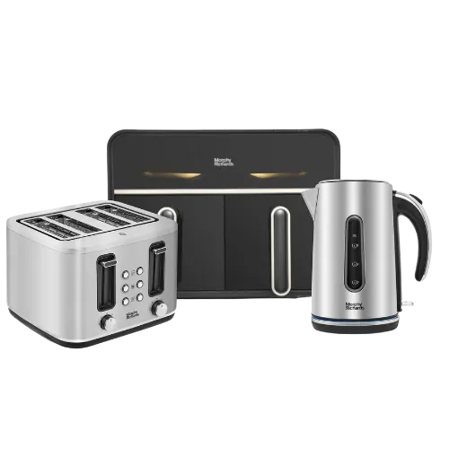 Motive Brushed Steel Kettle, Toaster & Digital Dual Basket 7.2 Litre Air fryer Bundle