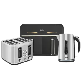 Motive Brushed Steel Kettle, Toaster & Digital Dual Basket 7.2 Litre Air fryer Bundle