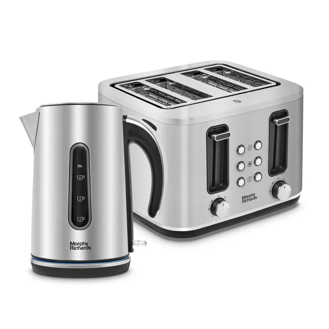 Motive Brushed Steel Kettle, Toaster & Digital Dual Basket 7.2 Litre Air fryer Bundle