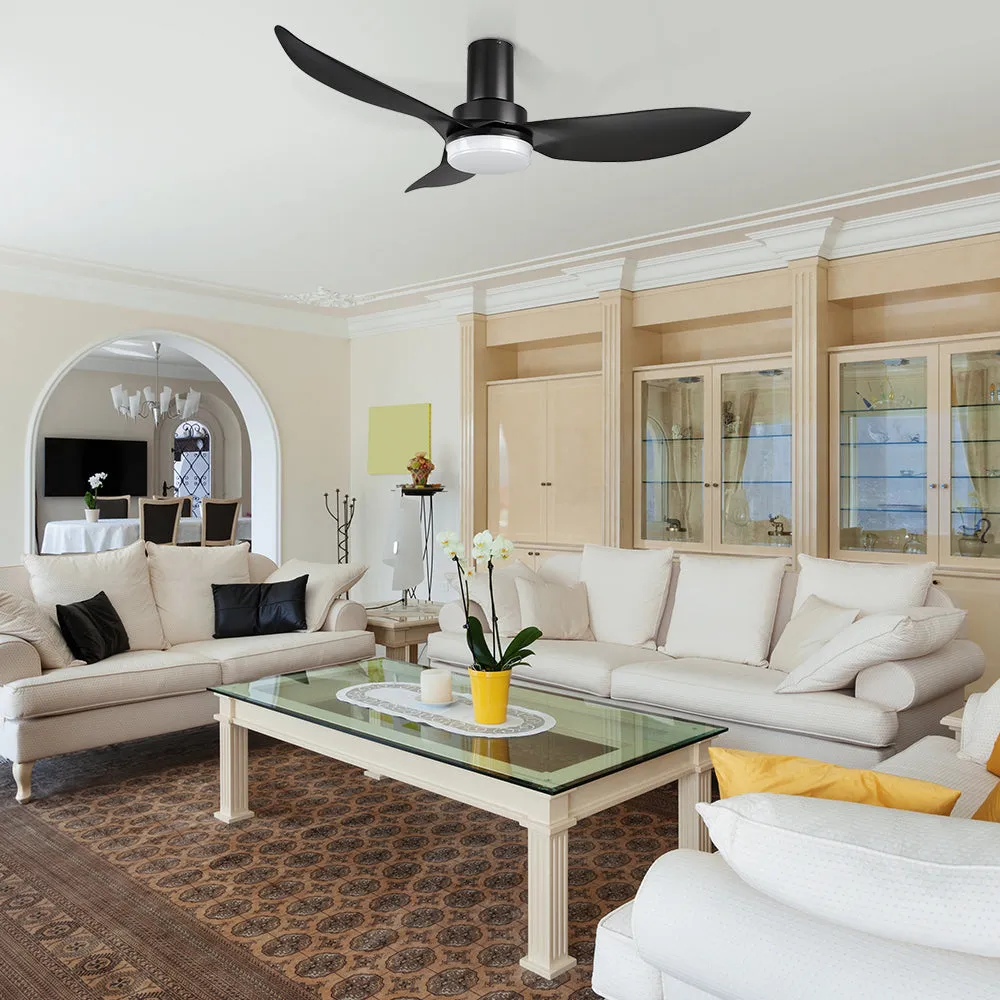 Nefyn Flush Mount Ceiling Fan with Led lihgt and Remote 45 inch