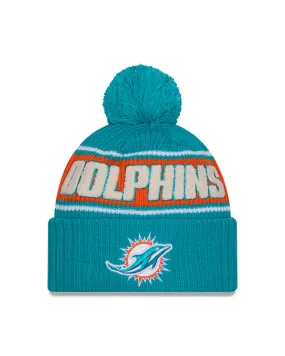 New Era Men's NFL Miami Dolphins Sideline 24 Sport Pom Knit Toque