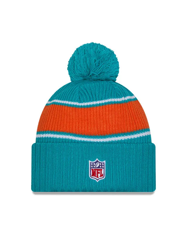 New Era Men's NFL Miami Dolphins Sideline 24 Sport Pom Knit Toque