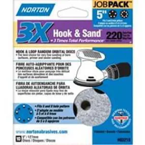 Norton 03218 Sanding Disc, 5 in Dia, 11/16 in Arbor, Coated, P220 Grit, Very Fine, Alumina Ceramic Abrasive, Spiral :PK 10: QUANTITY: 1