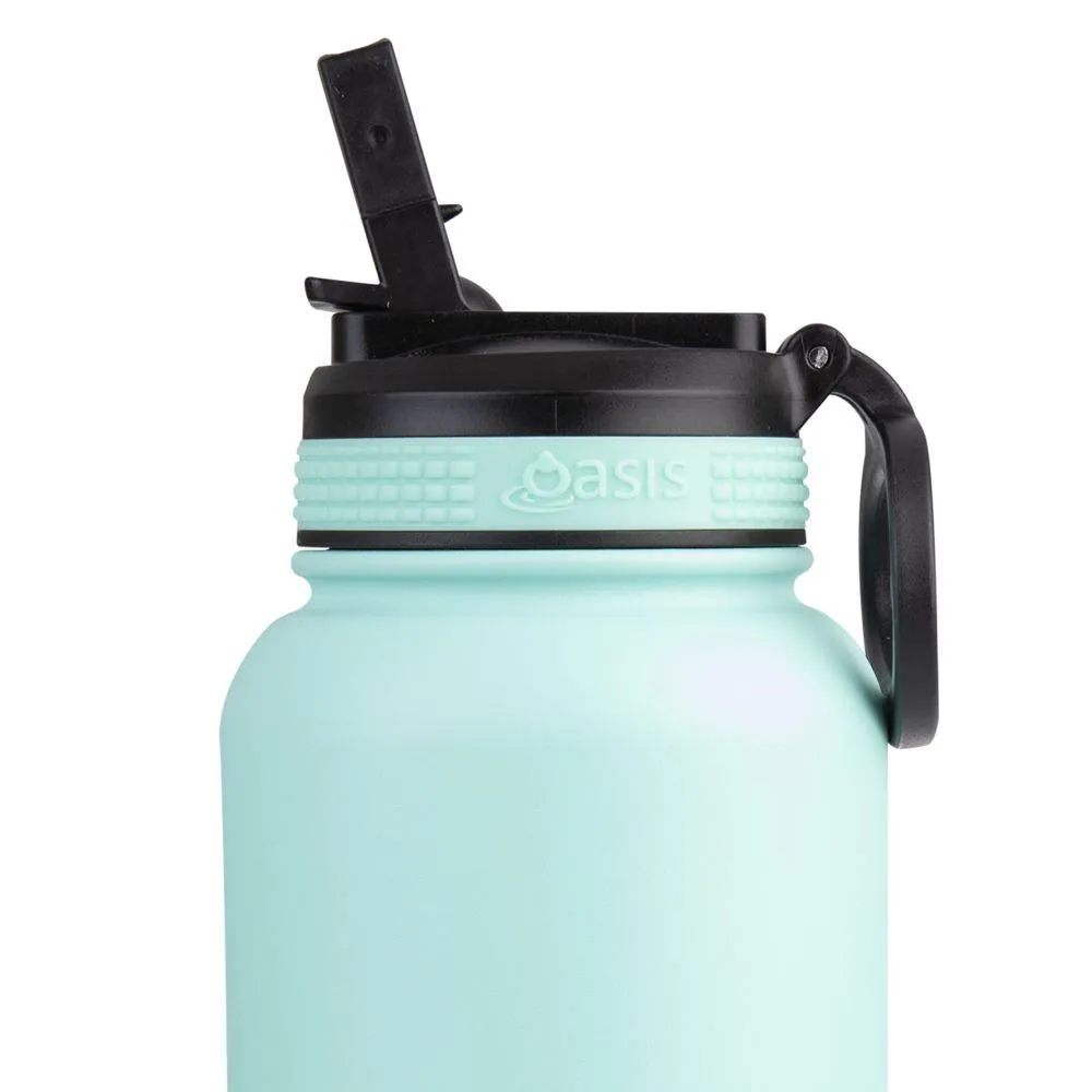 Oasis 1.1L Insulated Challenger Water Bottle with Straw Green