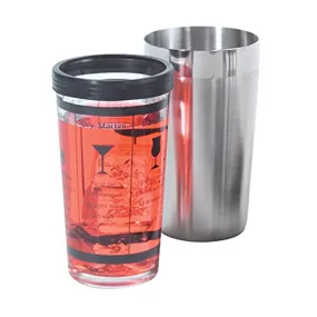 Oggi Boston Cocktail Shaker, 2 pc, Clear, Stainless Steel