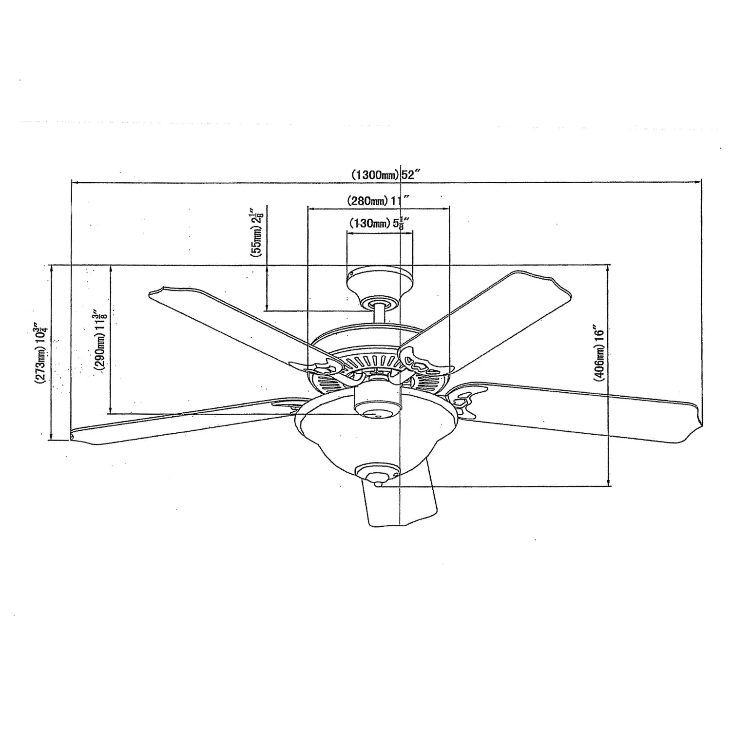 Oil Rubbed Bronze 52" Ceiling Fan w/ Light Kit : 9837