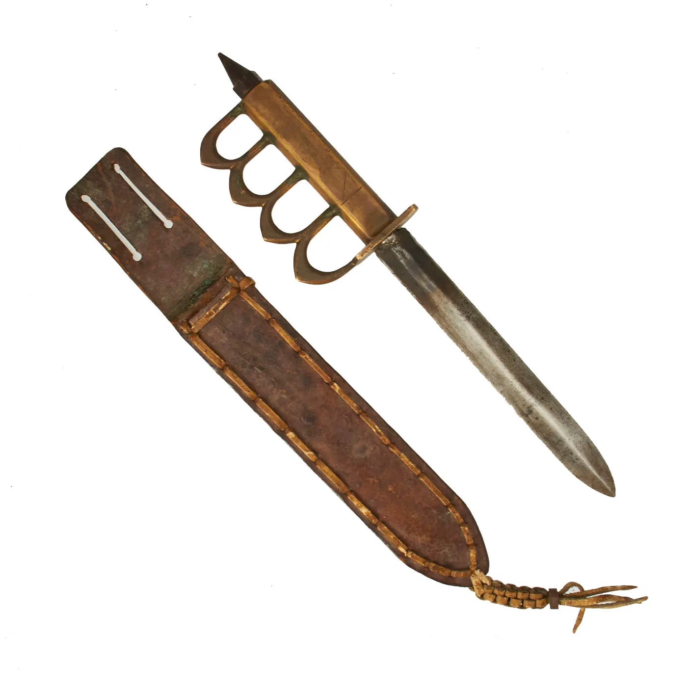 Original U.S. WWII Custom Knuckle Duster Fighting Knife As Seen in Book Signed By Author - Page 306