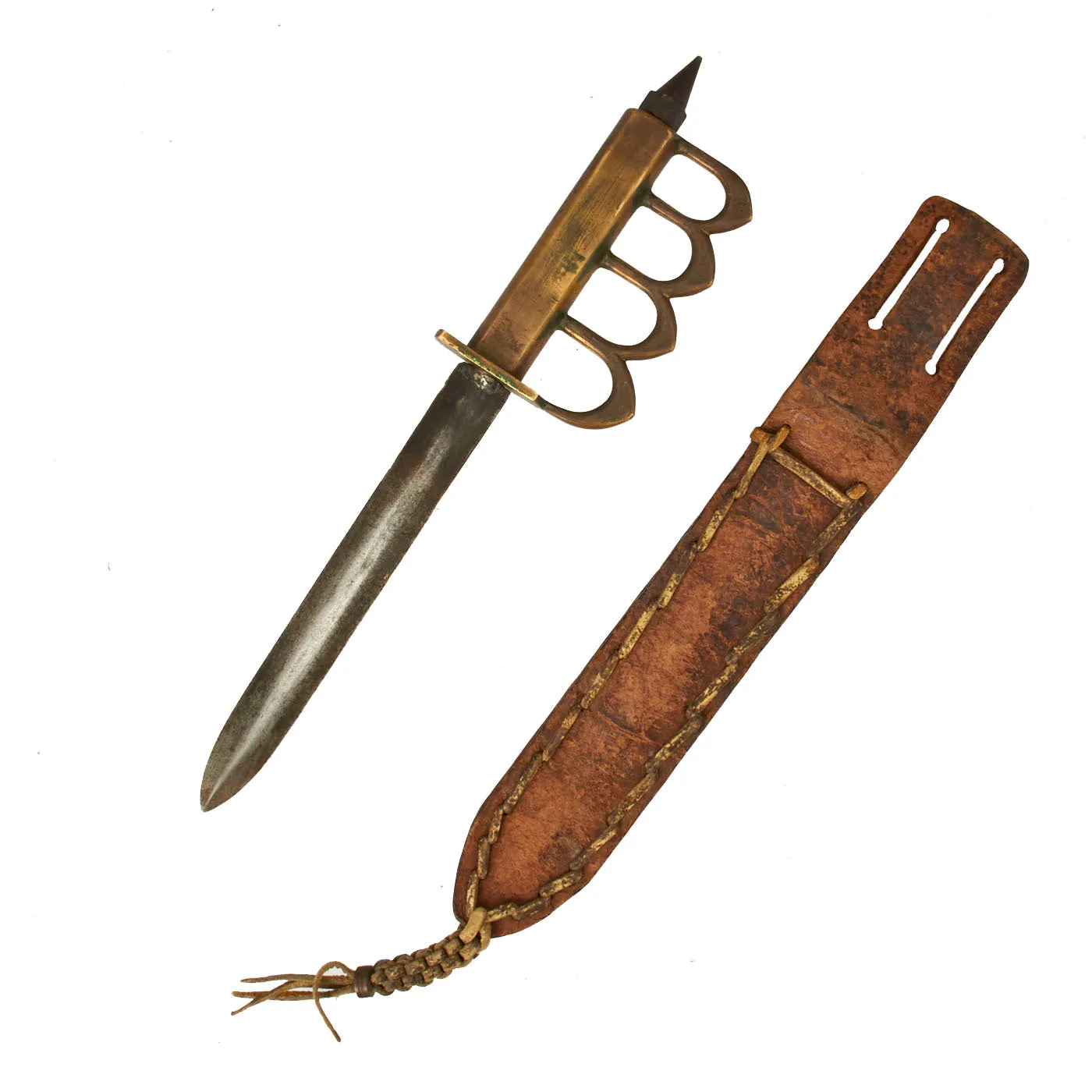 Original U.S. WWII Custom Knuckle Duster Fighting Knife As Seen in Book Signed By Author - Page 306