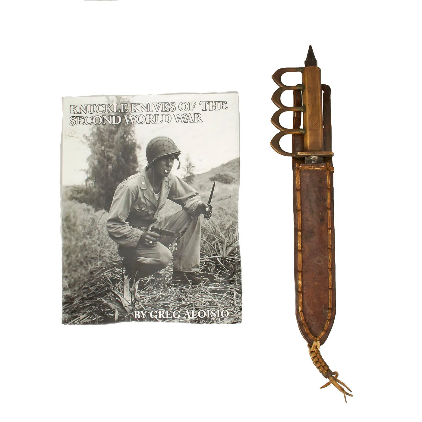 Original U.S. WWII Custom Knuckle Duster Fighting Knife As Seen in Book Signed By Author - Page 306