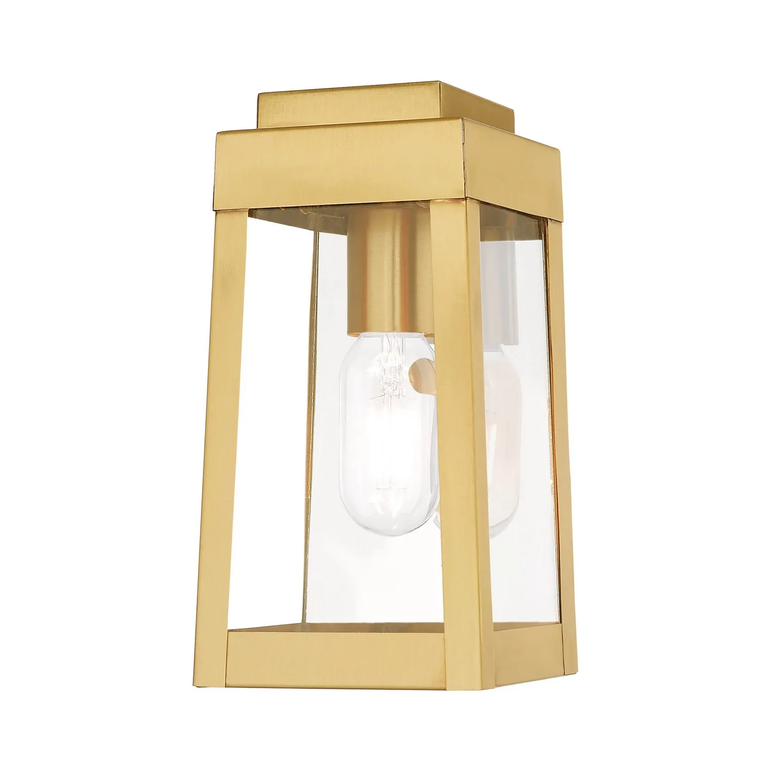 Oslo 1 Light Wall Lantern in Satin Brass