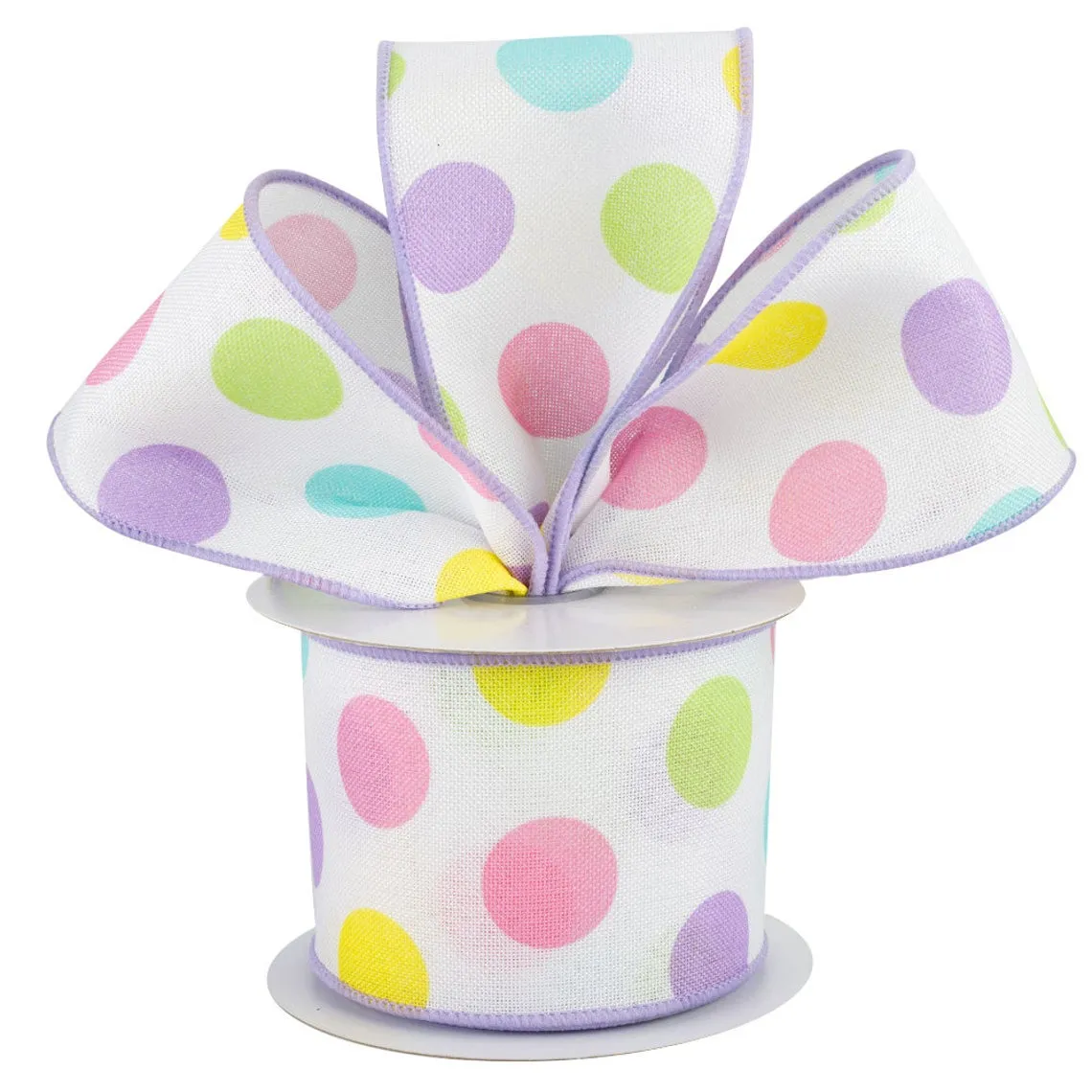 Pastel Polka Dots Wired Ribbon - 2 1/2" x 10 Yards,