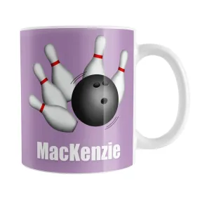 Personalized Bowling Ball and Pins Purple - Bowling Mug