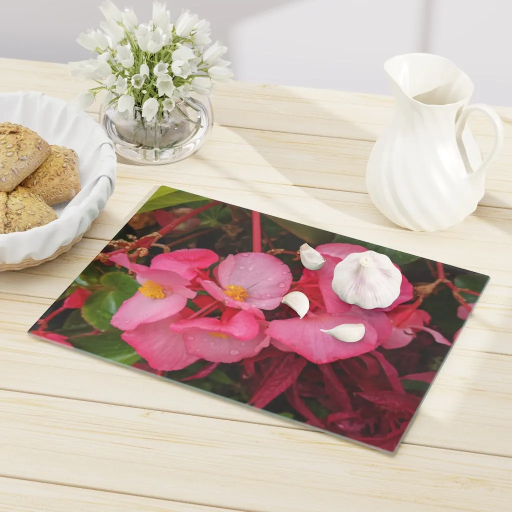 Pink Flowers Cutting Board