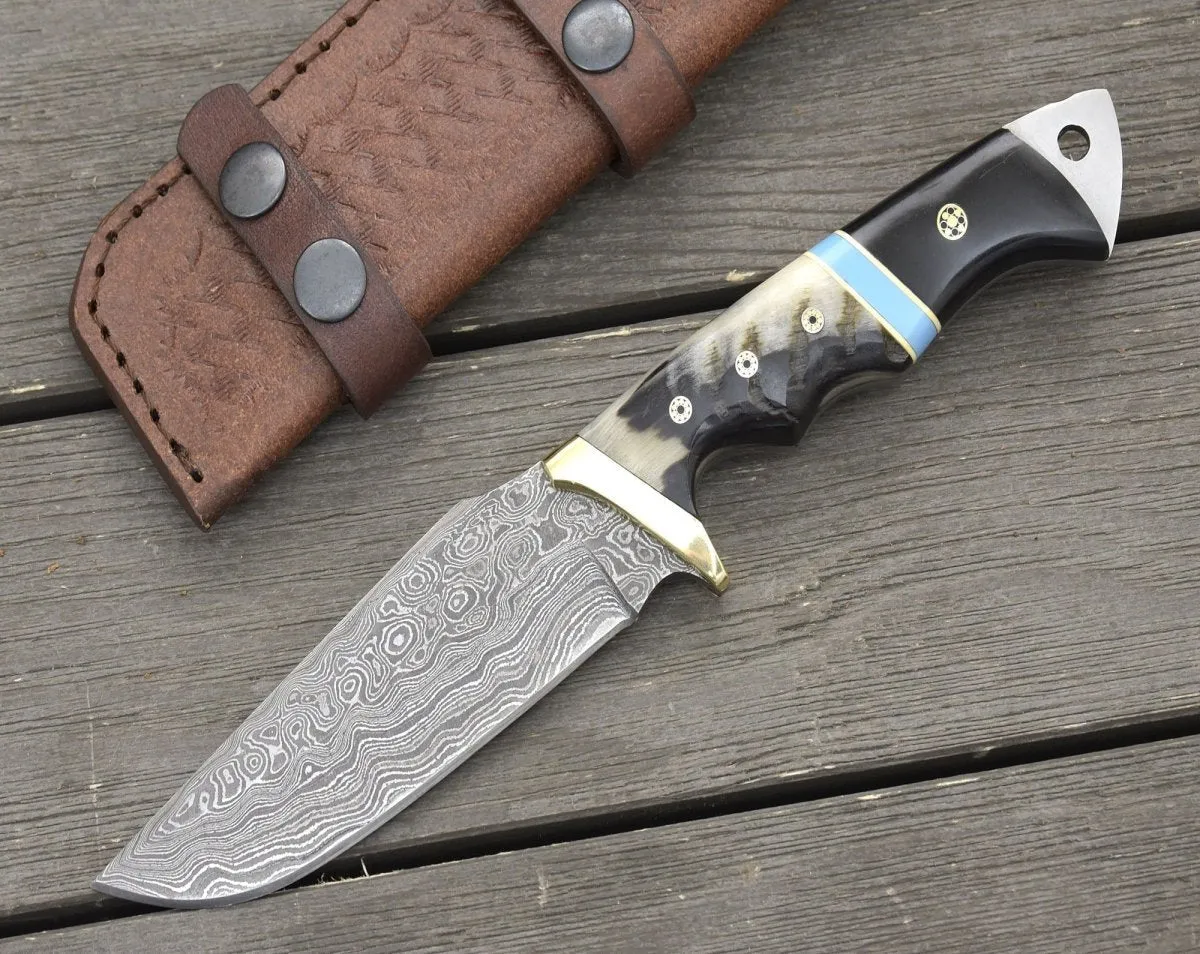 Reaver Hunting Knife with Ram Horn & Turquoise Handle