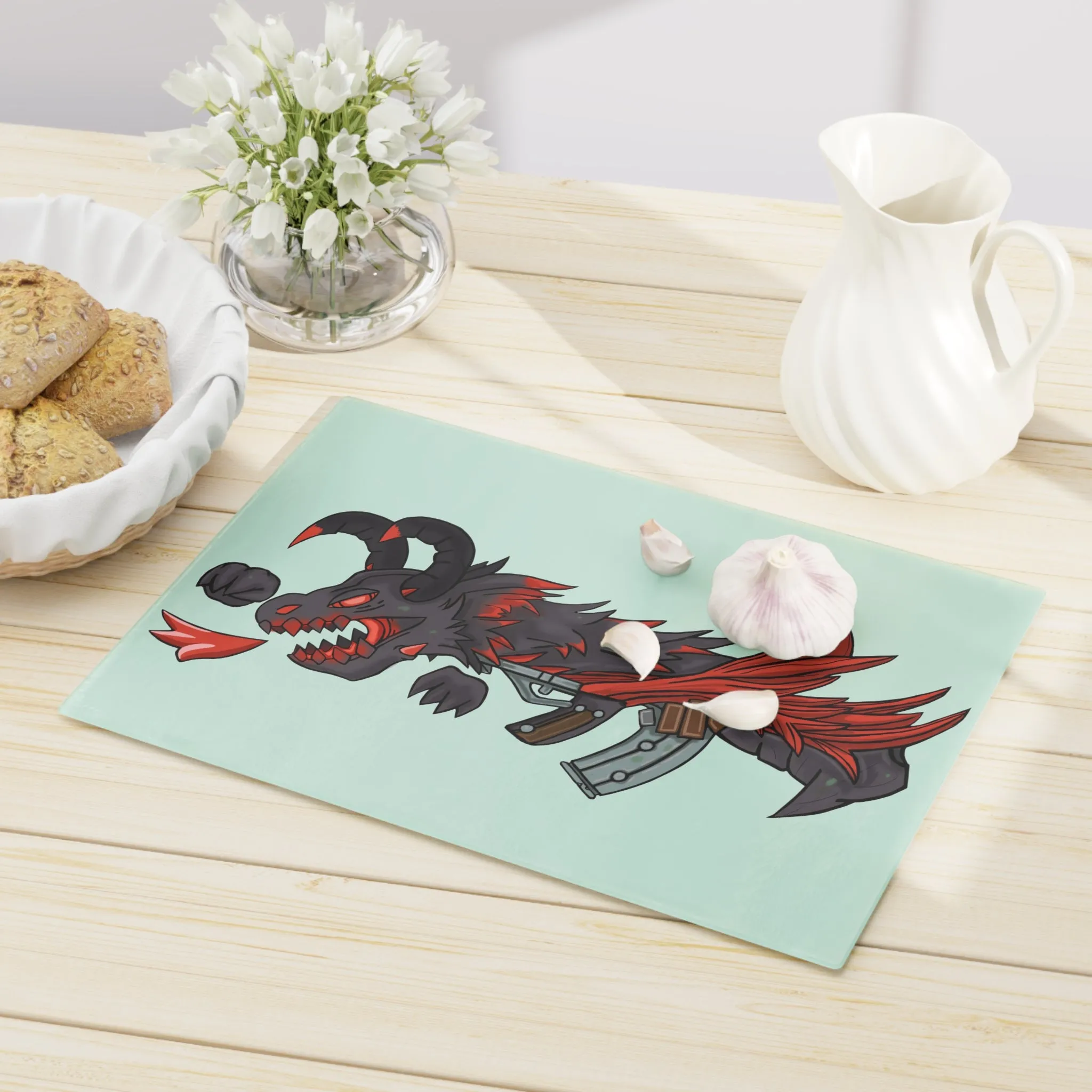 Red Black Dragon Gun Cutting Board