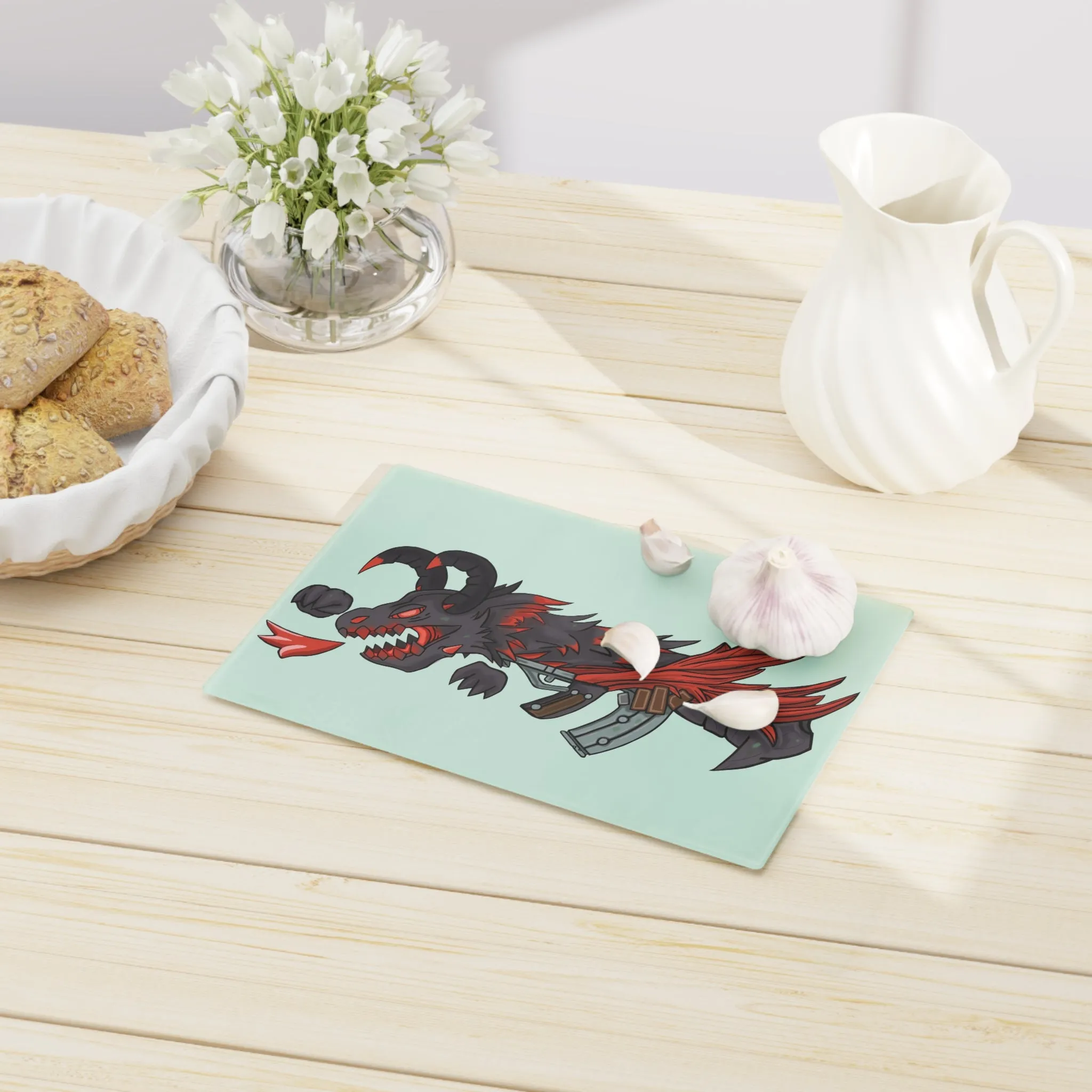 Red Black Dragon Gun Cutting Board