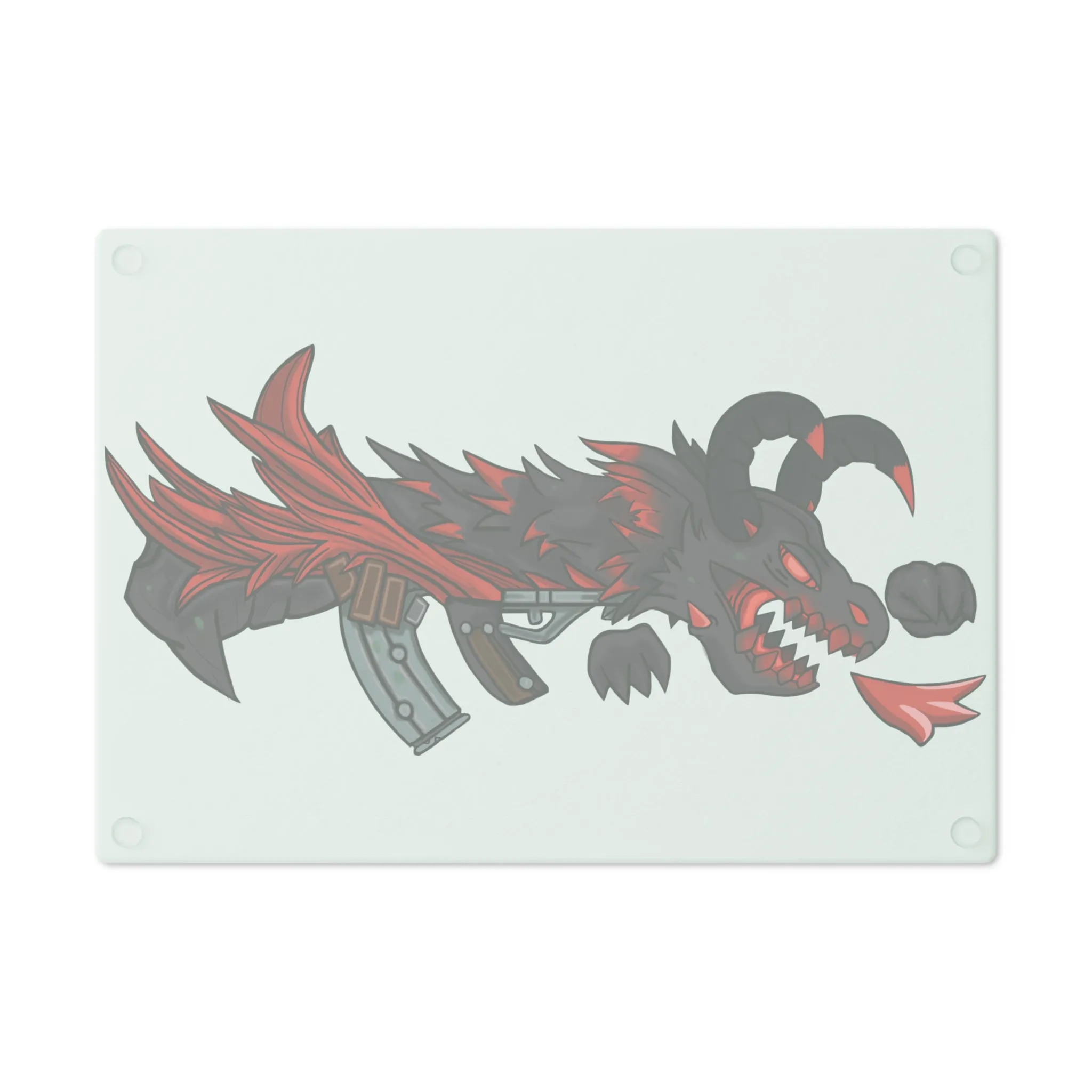 Red Black Dragon Gun Cutting Board