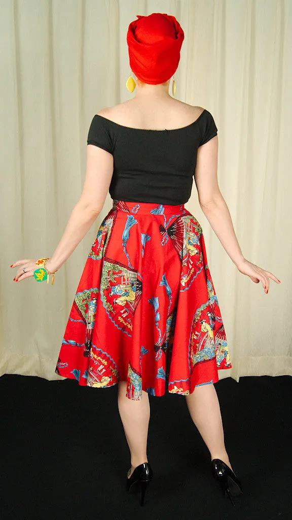 Red Fans Circle Skirt