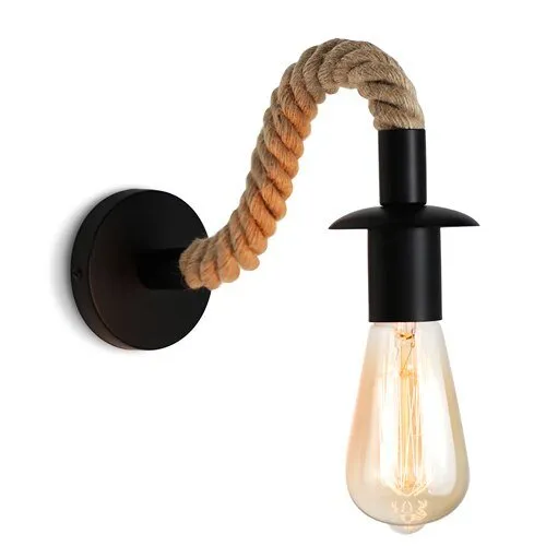 Retro E27 Hemp Rope Bedroom Wall Light