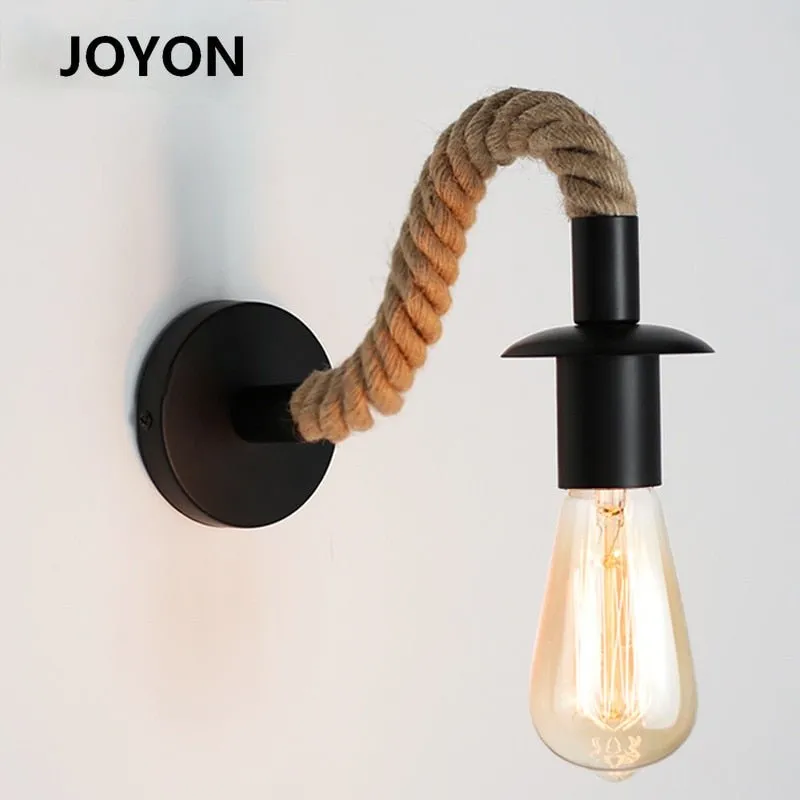 Retro E27 Hemp Rope Bedroom Wall Light