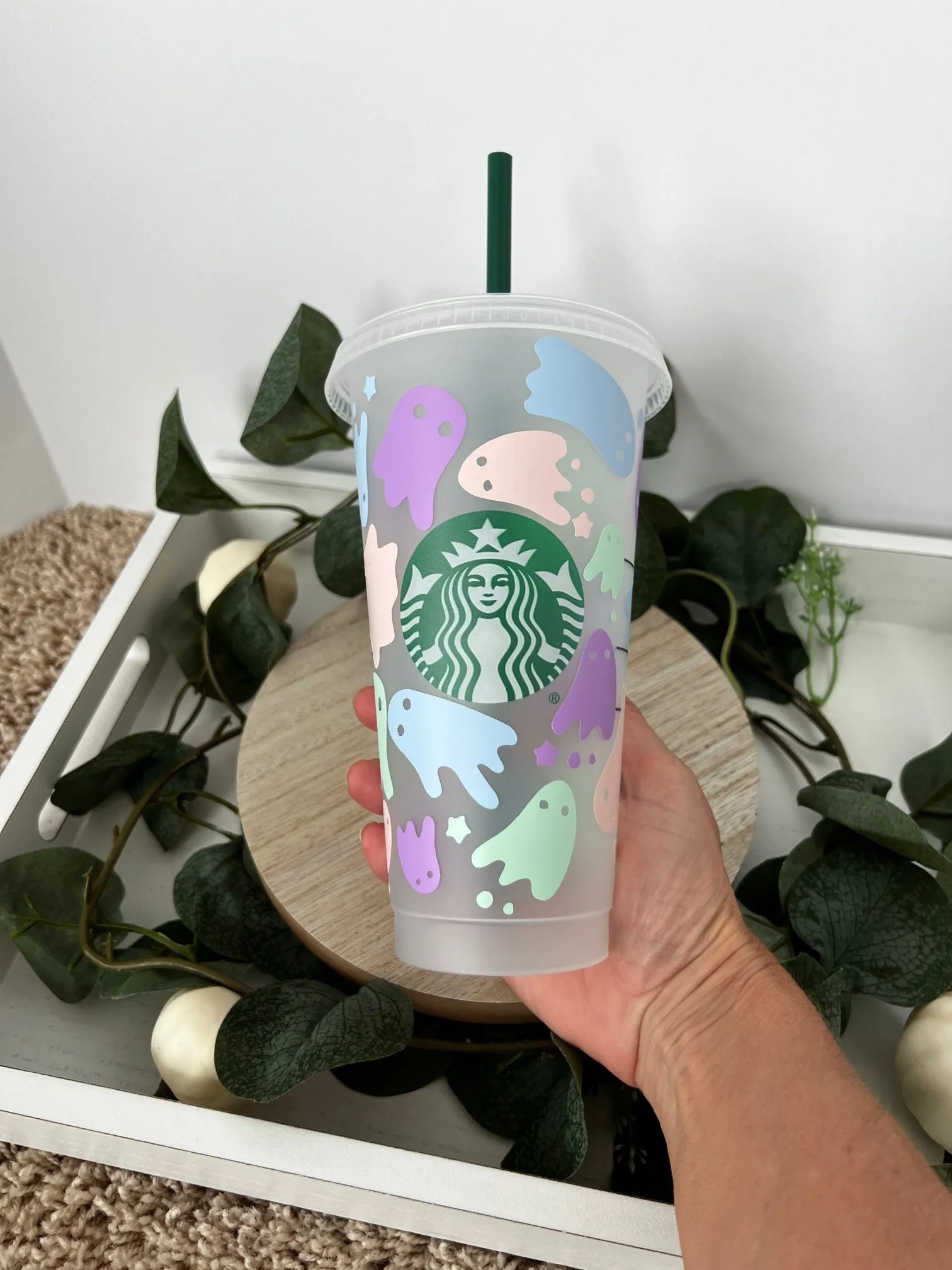 Reusable Halloween Ghost Wrap Starbucks Cup 24oz