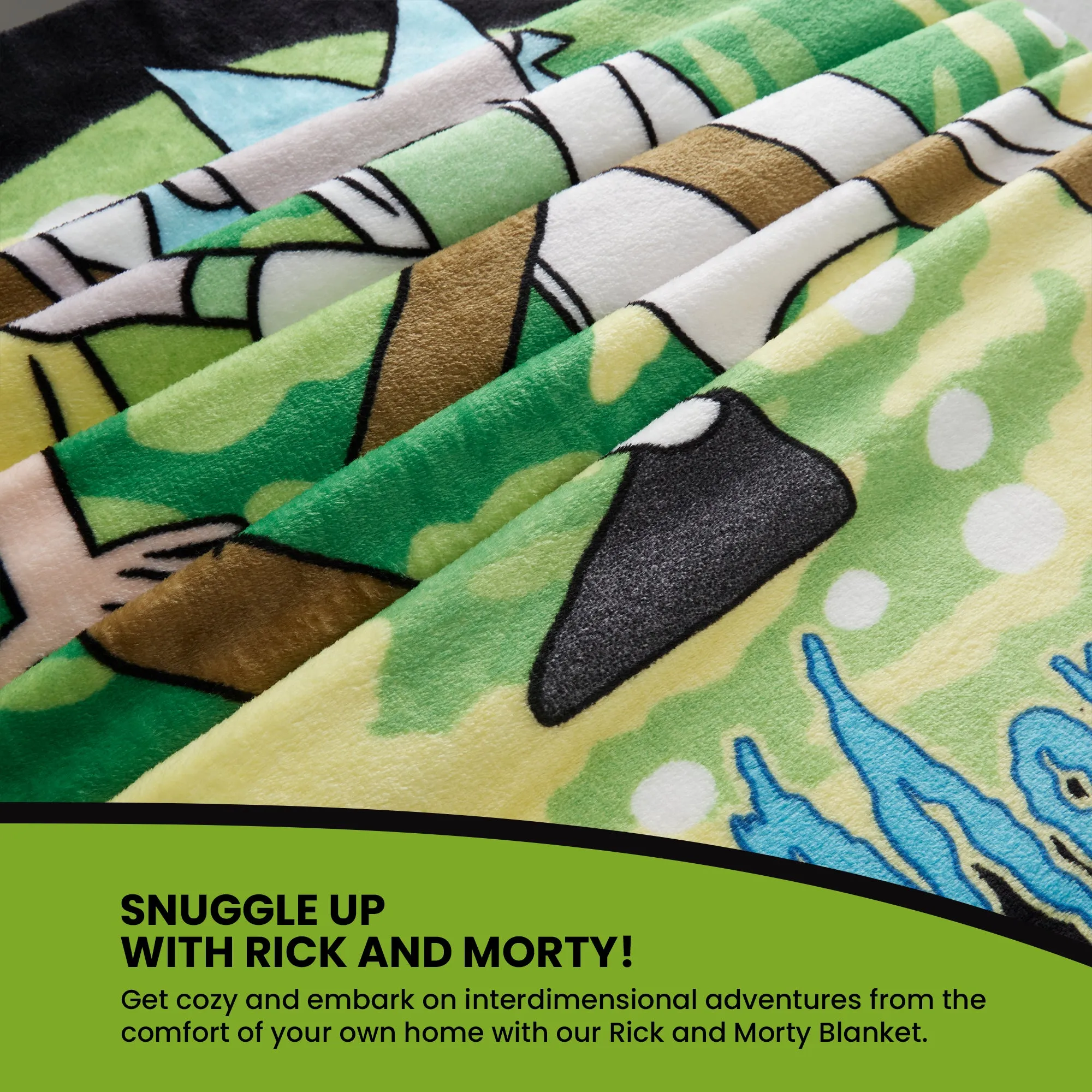 RICK AND MORTY Fleece Blanket - Green/Black