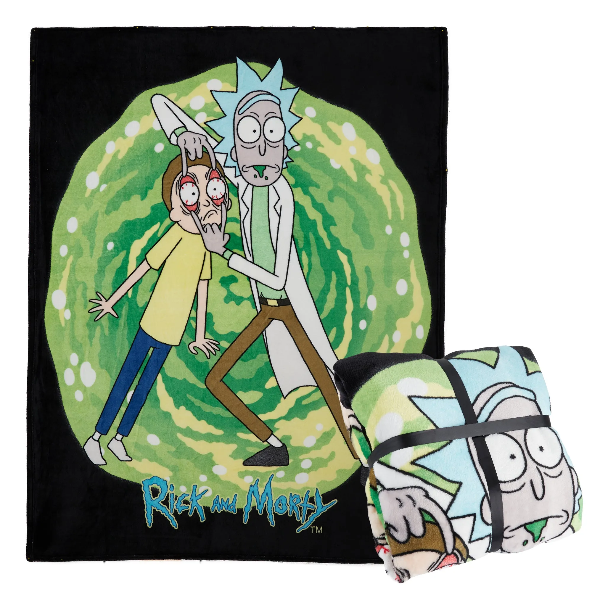 RICK AND MORTY Fleece Blanket - Green/Black