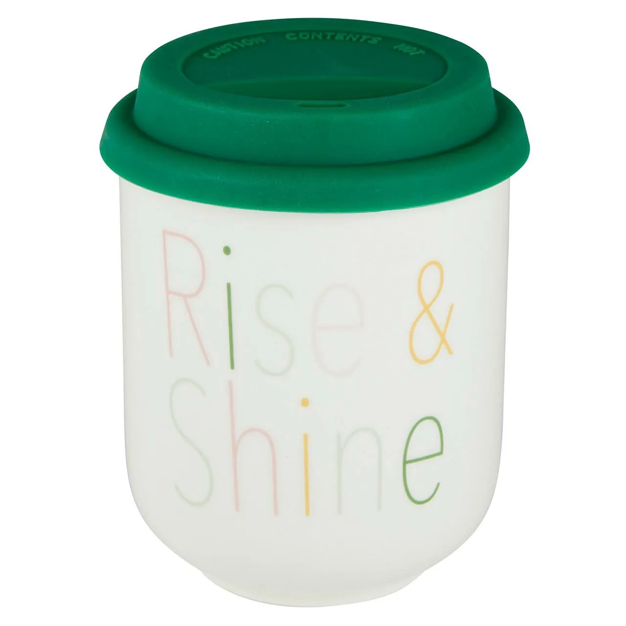 Rise & Shine Ceramic To Go Mug | Holds 16 oz. | Eco Mug with Silicone Lid and Sleeve