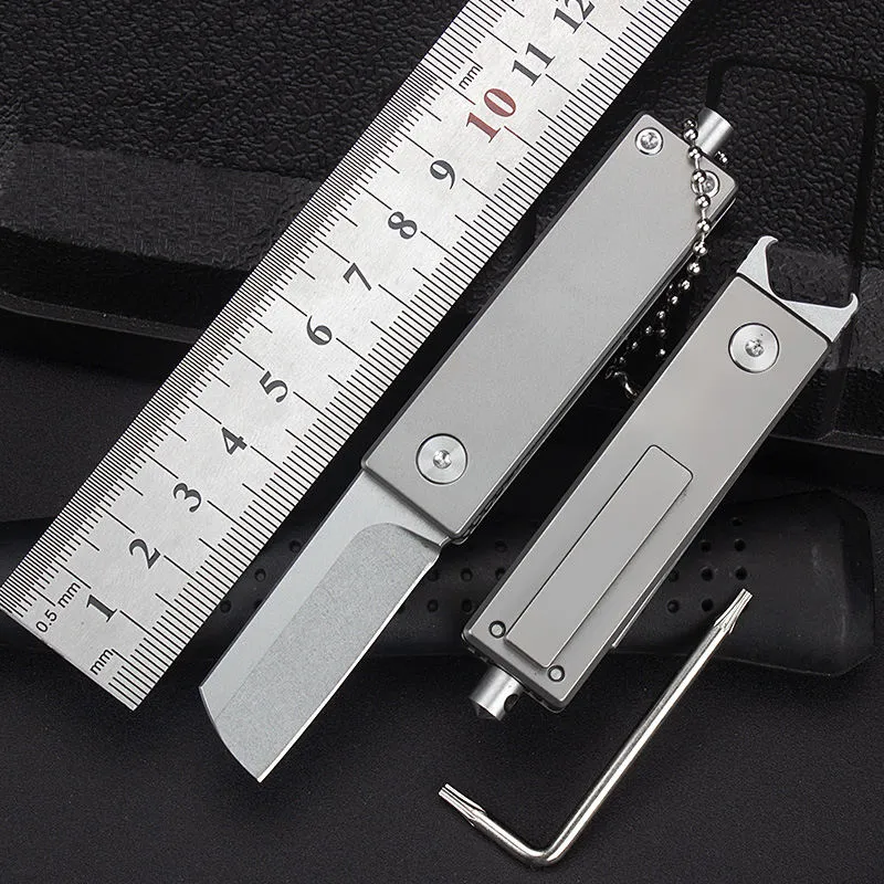 S35Vn Steel Small Outdoor Survival Edc Knife Pocket Multi Tools With Screwdriver Keychain