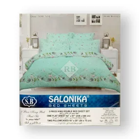 Salonika - Mint Floral Double King Bed Sheet Set - B04