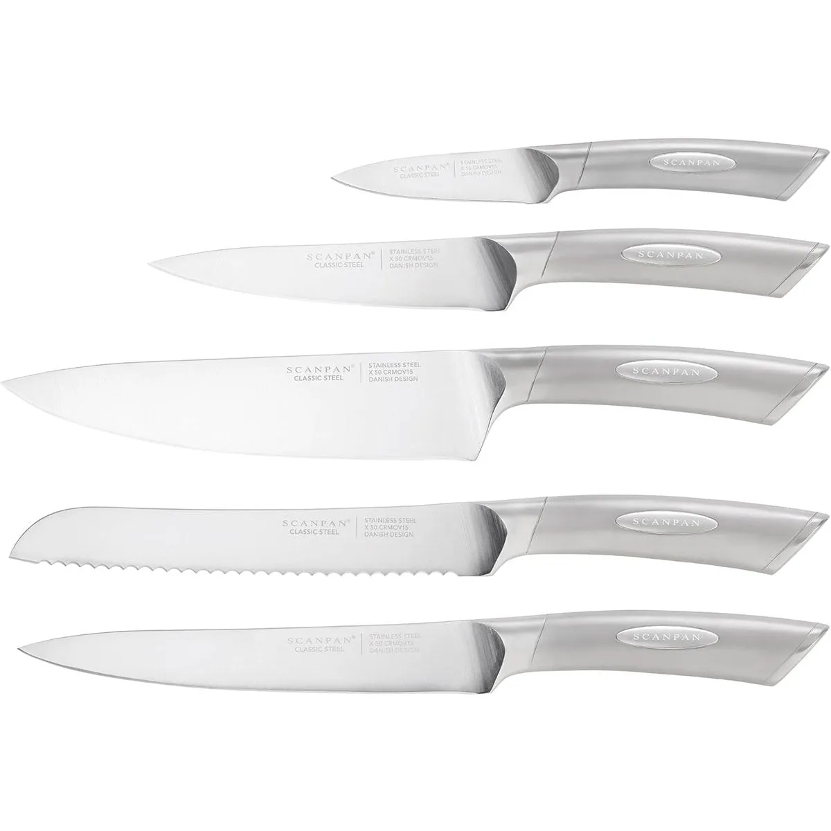 Scanpan Classic Stainless Steel 6Pc Knife Block Set