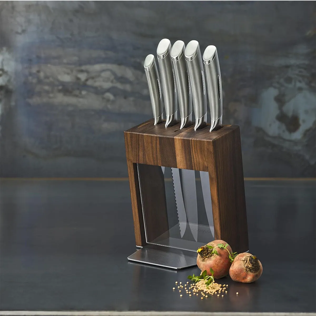 Scanpan Classic Stainless Steel 6Pc Knife Block Set