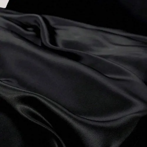 Silky Satin, King Size 6-Piece Bedding Set, Plain Black Color.