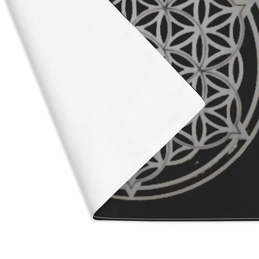 Silver-black Flower of Life Placemat,sacred geometry shape,Gift for housewarming/Birthday/Mother day/easter/graduation/anniversary/retiremnt