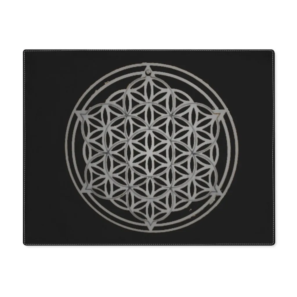 Silver-black Flower of Life Placemat,sacred geometry shape,Gift for housewarming/Birthday/Mother day/easter/graduation/anniversary/retiremnt