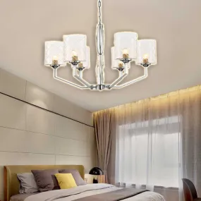 Sleek Glass Up Chandelier 6/8-Light Ceiling Lighting Fixture in Chrome