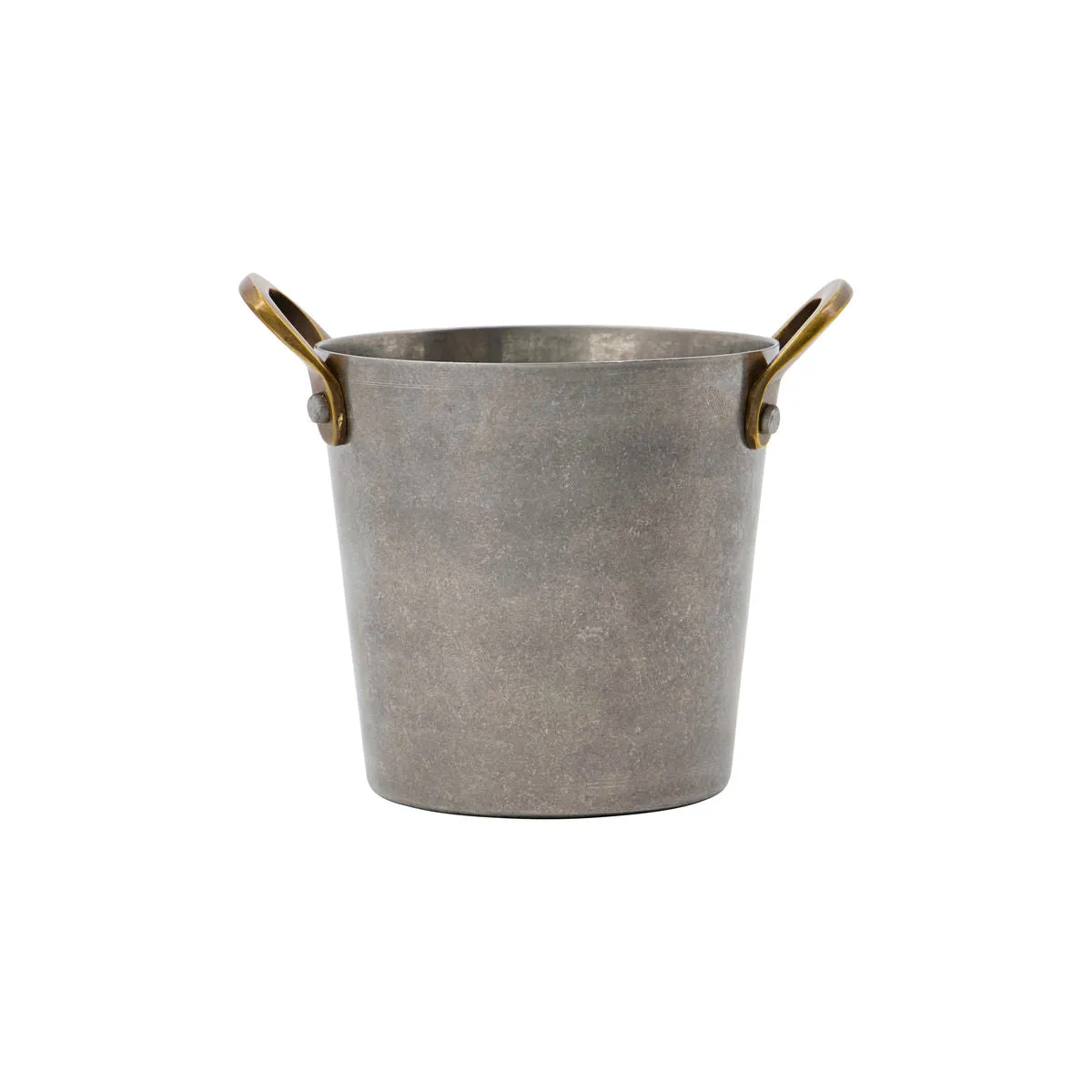 Small Stainless Steel Food Presentation Buckets with Brass Handles