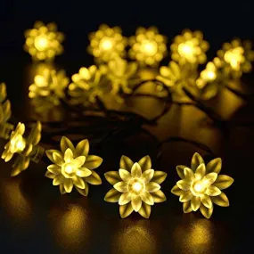 SmartDrip Lotus Flower 2.2 Meters 20 Led Flowers String Fairy Light/Battery Operated/Two Lighting Modes (WarmWhite)