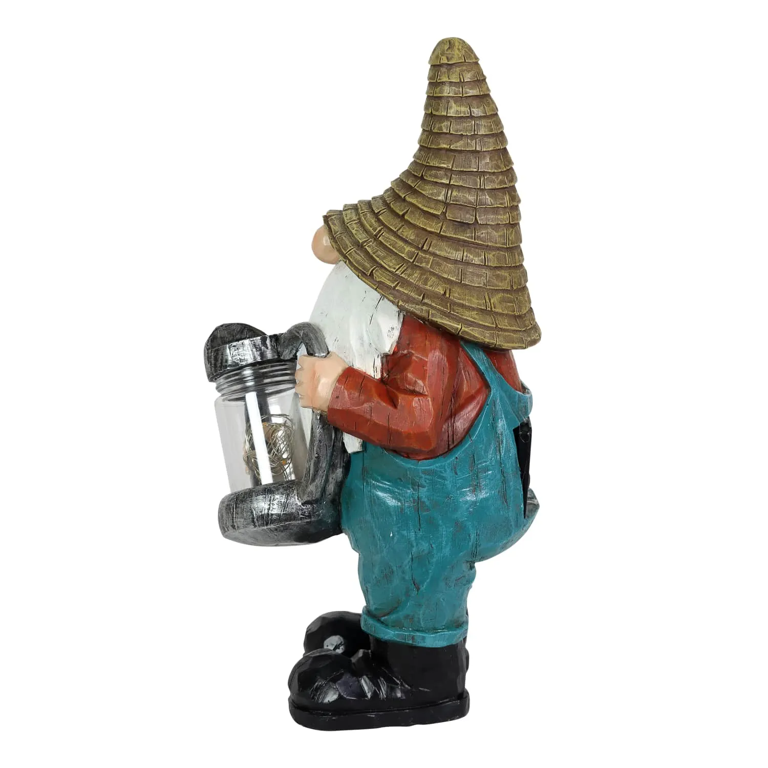 Solar Garden Gnome with LED Firefly Watering Can Statuary, 5 by 12.5 Inch