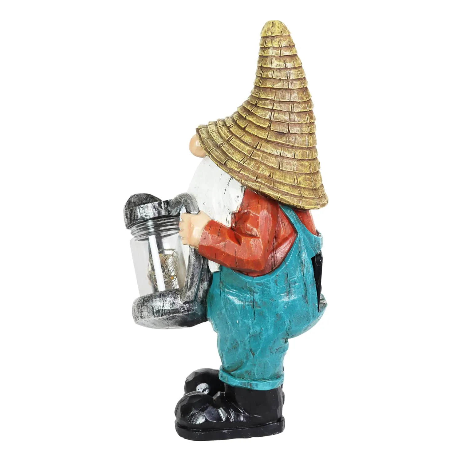 Solar Garden Gnome with LED Firefly Watering Can Statuary, 5 by 12.5 Inch