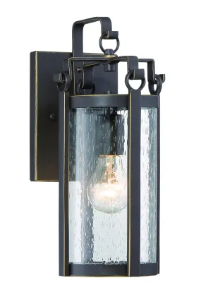 Somerset Lane 1-Light Outdoor Small Wall Mount in Dakota Bronze & Clear Seeded Glass