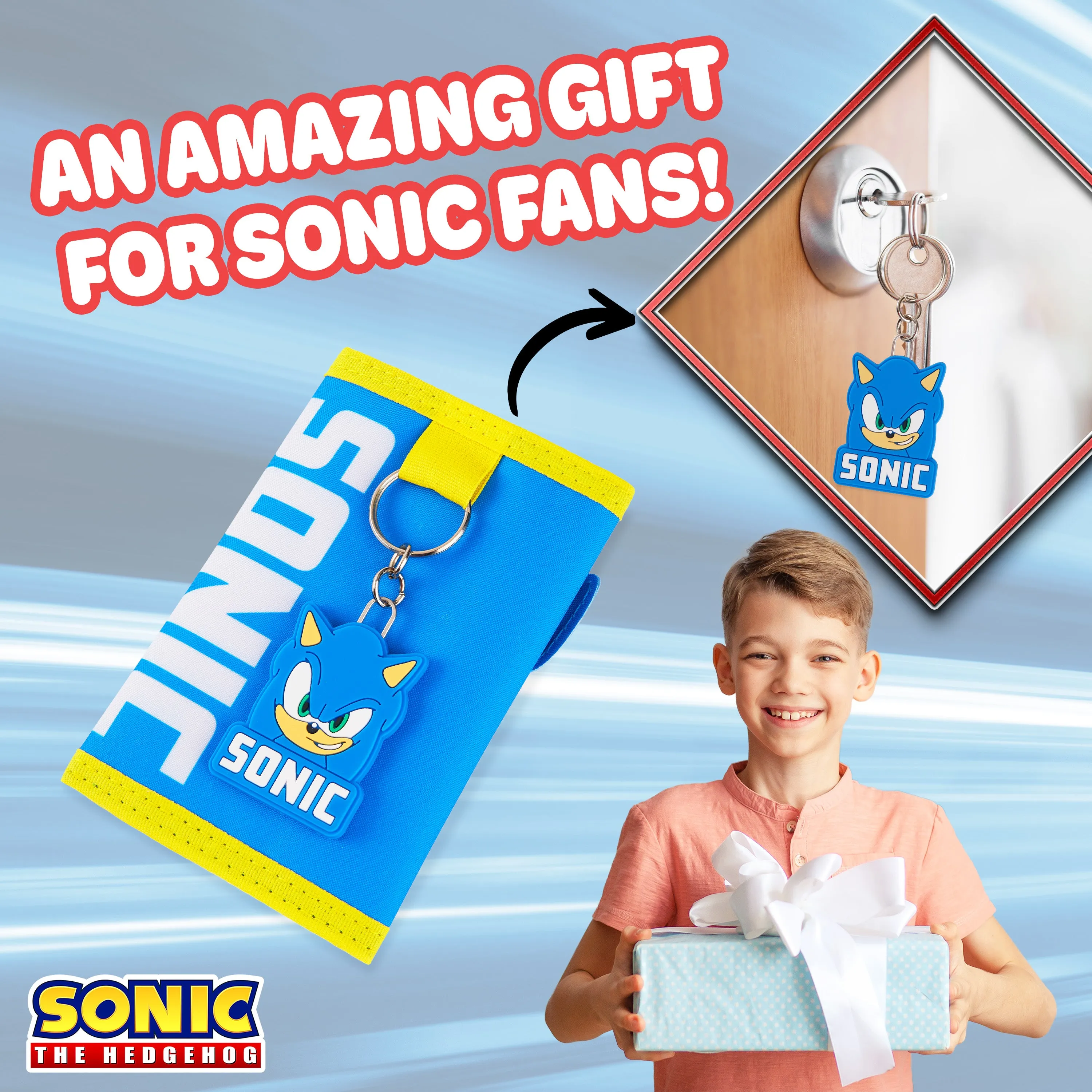 Sonic The Hedgehog Boys Wallet with Keyring for Kids