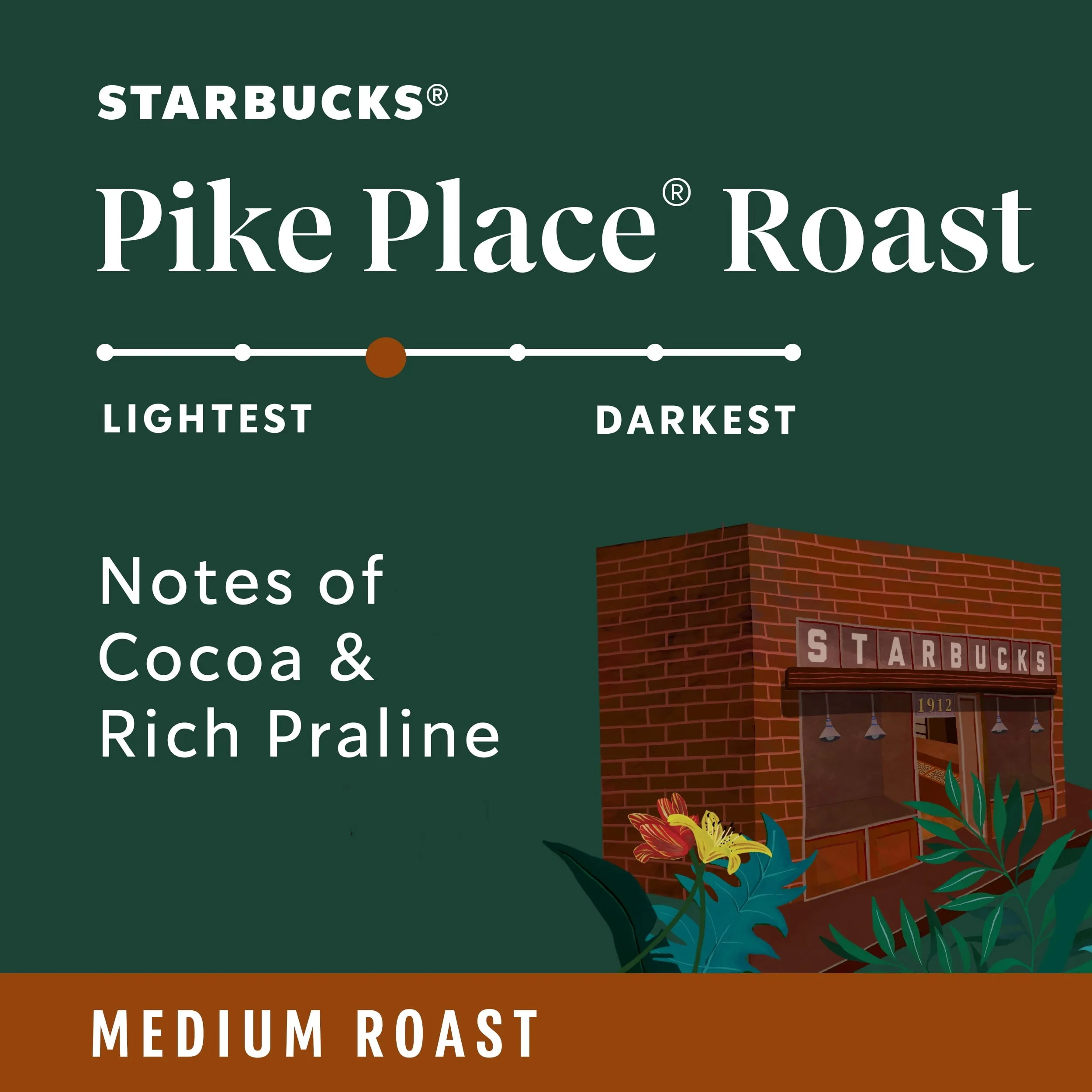 Starbucks Arabica Beans Pike Place Roast, Medium Roast, Whole Bean Coffee, 28 oz