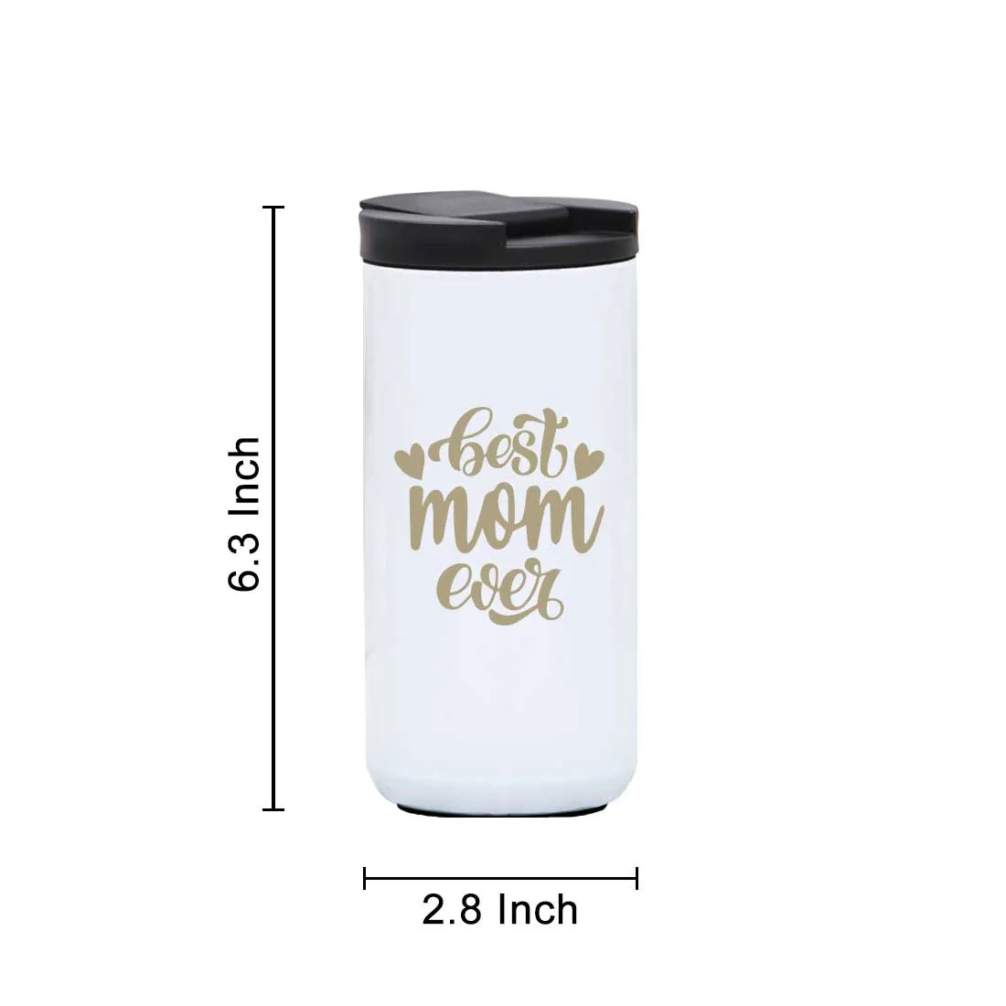 Tea Travel Mug with Lid Engraved Stainless Steel Flask for Mother Day Gift (400ML) - Best Mom Ever