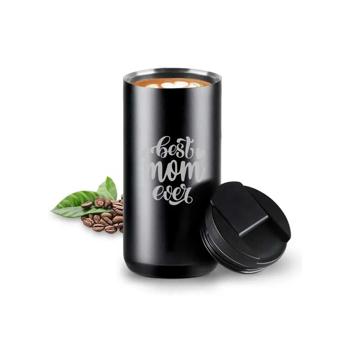 Tea Travel Mug with Lid Engraved Stainless Steel Flask for Mother Day Gift (400ML) - Best Mom Ever