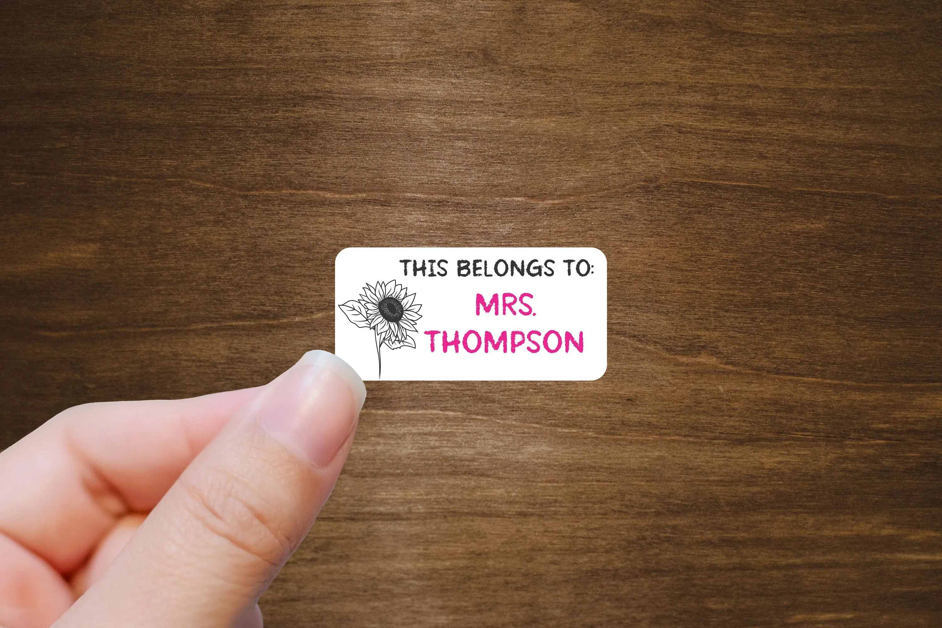 Teacher Labels  with Flowers  |  2" x 1" Stickers | Personalized Stickers | Custom Labels On A Roll